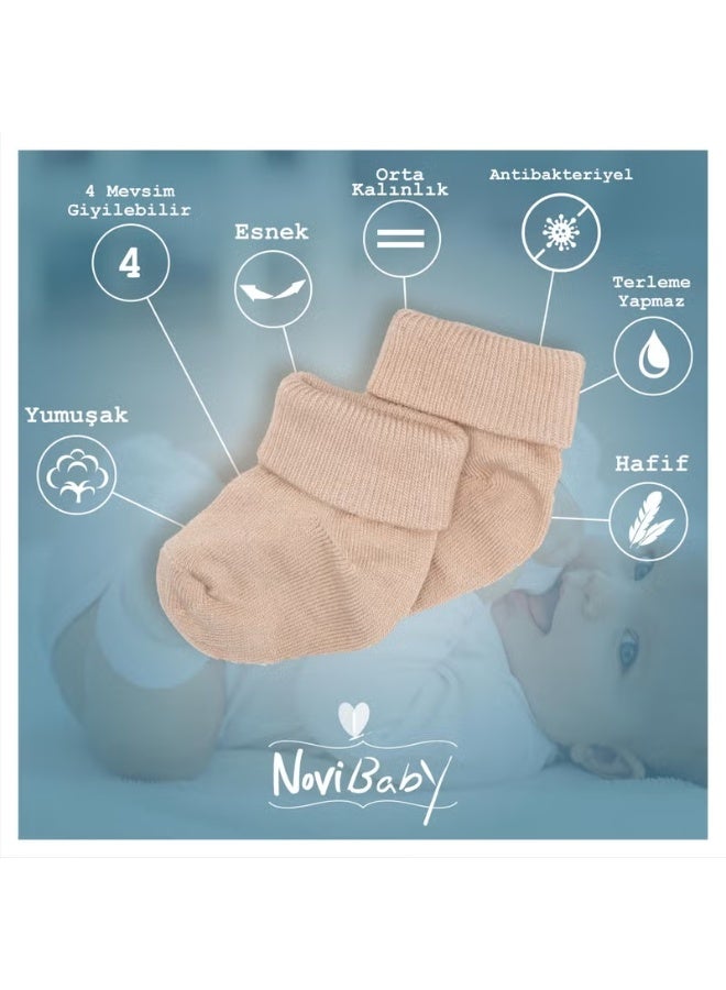 Novibaby 12 زوج من جوارب الأطفال الرضع من الخيزران | أبيض ثلجي | جوارب بيضاء للبنات والأولاد - Image 2